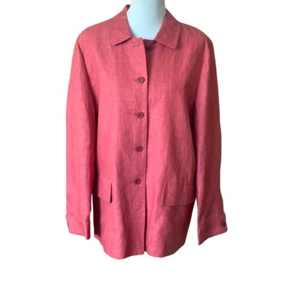 NWOT Faconnable Red Orange Lined Linen Car Coat Size Large
